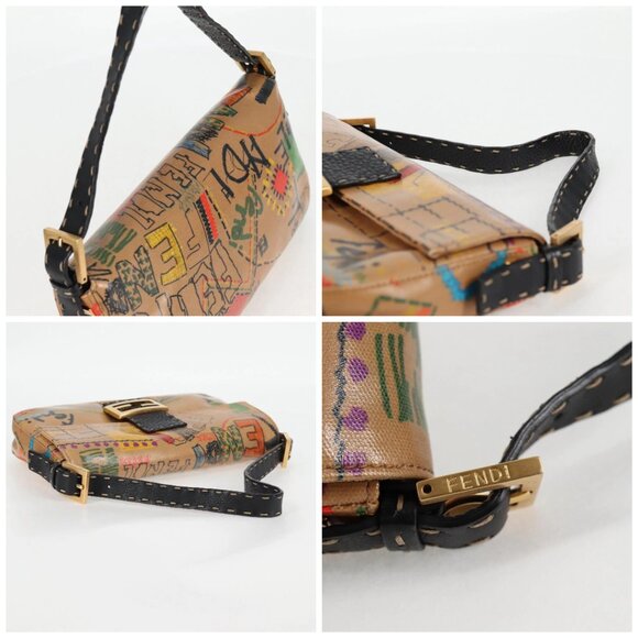 FENDI Mamma Baguette Shoulder Bag Coated Canvas Brown Gold Auth 127210SM - Picture 16 of 16